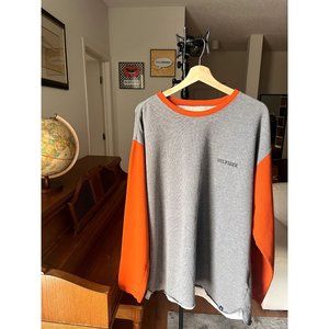 TOMMY HILFIGER JEANS VINTAGE LONG SLEEVE COLORBLOCK ORANGE SWEATSHIRT SIZE LARGE